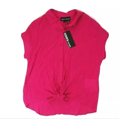 DKNY Jeans Top Women's Size Small S Tie Front Sleeveless Blouse Pink NWT