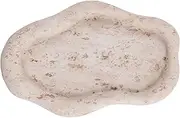 DN DECONATION Cloud-Shaped Resin Jewelry Tray, Beige Travertine Vanity Tray for Bathroom Countertop, Trinket Candle Dish, Perfume Holder, Decorative Ottoman Tray for Home Decor Coffee Table Dresser