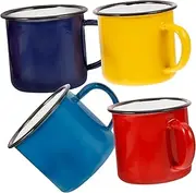Kisangel 4Pcs Retro Enamel Coffee Mugs Vintage Enamelware Water Cups for Hot Cold Beverages for Outdoor Breakfasts and Home Use Peacock