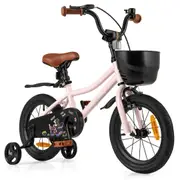 Babyjoy 36cm Kids Bike Training Bicycle w/Adjustable Handlebar & Seat 95% Pre-assembled Bike Pink
