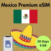 Mexico PREMIUM Prepaid Travel eSIM Card 5GB Data 4G Lte 30 Days