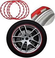 Rim Protector 4PCS Wheel Rims Decor Strip, 17-20 '' Car Wheel Edge Trim Protection Ring, Fits for All Models G20240113(Color:Red,Size:16in)(Red,16in)