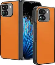 Case for Google Pixel 9 Pro Fold, Lightweight, Ultra-Thin, Shockproof, Stylish and Minimalist Leather Case (Orange,for Pixel 9 Pro Fold)