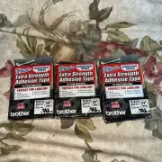 3 Pc Brother Genuine P-touch Tape TZ-S111, 1/4” Black On Clear Extra-Strength