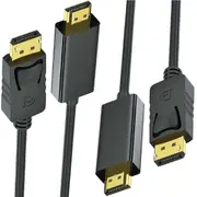 2Pack 4K DisplayPort to HDMI Cable, Uni-Directional Cord for Monitor, Projector, Desktop, AMD, NVIDIA (1.8M)
