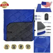 Extra Large Waterproof Outdoor Camping Blanket with Sherpa Lining - 79"x79" Blue
