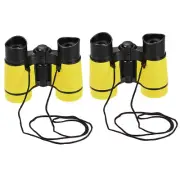 2pcs Toy Binoculars 4X30 Compact Foldable Binoculars Yellow with Neck Strap