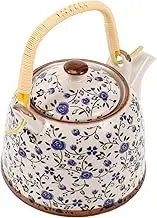 Cabilock Vintage Enamel Tea Kettle Heat Resistant Serving Teapot with Convenient Handle Capacity for Hot Cold Beverages for Gatherings Travel