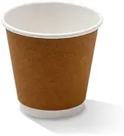Vivo Packaging 8oz Kraft Disposable Double Wall Takeaway Coffee Cups, Eco-Friendly and Insulated for Hot Beverages, Ideal for Cafes and Events - Cup Only (500 Units)