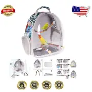 Clear Space Capsule Bird Carrier Backpack with Metal Tray and Perch - Large Size