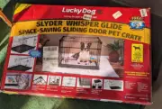 Lucky Dog Slyder Whisper Glide 36 Inch M/L Kennel Secure Fenced Dog Crate Black