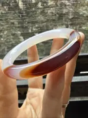 巴西冰玉髓 53.5 53 Mm Chalcedony Agate Bangle 日出日落 聚寶盆冰圆条