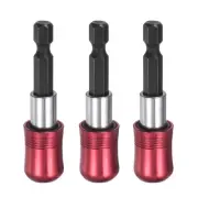 3pcs 2.5" 1/4 Inch Hex Shank Magnetic Extension Chuck Adapter, Red