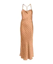 Marine Serre Moon-Print Square Neck Maxi Dress EU38,EU36 camel brown
