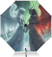 [PDZRMY] UV Protection Travel Umbrella Angel Winter Aurora Compact for Rain and Sun - Auto Open and Close UPF 50+ Windproof Portable 46” Sun Umbrella for Women and Men