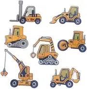 Gatuida 7Pcs Excavator Patches Cartoon Embroidered Clothing Appliques for DIY Repair for Clothes Backpacks and Craft Projects