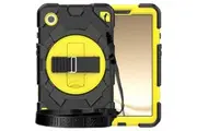 Samsung Galaxy Tab A9 8.7 inch 2023 Rotatable Hand Strap Pencil Holder & Shoulder Strap Kids Super-Hero Case-Black&Yellow