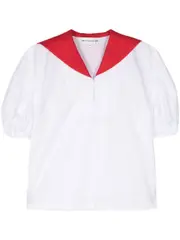 [COMME des GARCONS GIRL] Scarf Tie Collar Short Sleeve Shirt