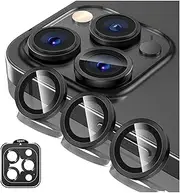 Titanium Tempered Glass Camera Lens Protector Cover For iPhone 16 Pro Max 6 Plus 13 12 16plus 15Pro 14Pro Phone Accessories (black,For iPhone 15 Plus)