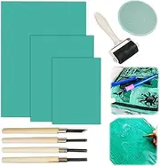 RANJIMA Linoleum Plates Lino Printing Set, Rubber Stamp Carving Blocks A4/A5/A6, Soft Rubber Lino Printing Plate for Engraving, Flat Surface Linocut Set for Rubber Stamps, Craft Printing Projects