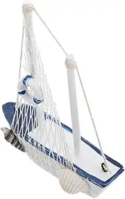 BEBEMOKO 1pc Wooden Sailboat Model Mediterranean Home Decor Sailing Ship Decoration