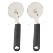 2x Soft Grip Stainless Steel 7cm Pizza Cutter/Slicer Kitchen Chopper MasterCraft