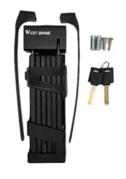 West Biking Bicycle Folding Lock Portable Motorcycle Steel Lock 80cm, Black