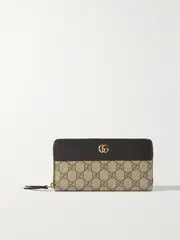 [Gucci] Gucci - Gg Marmont Textured-leather And Printed Coated-canvas Wallet - Black - One size One size Black