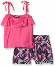 Limited Too Girls' Ruffle Cami Top and Rayon Print Short Set New MSRP$32.00