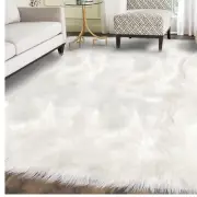 Fluffy White Faux Fur Area Rug 4x6 ft - Perfect for Living Room & Bedroom
