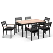 Outdoor Tuscany 6 Seater With Capri Chairs With Teak Arm Rests