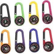 Abaodam 8pcs Compact Carabiner Compass Mini Compass for Hiking Backpack Attachments Versatile Outdoor Tool Bright Colors