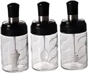 Seasoning Container Non Slip Glass Spice Jars with Spoon Dipper and Brush Lids for Salt Storage Multipurpose Seasoning Box for Home Use