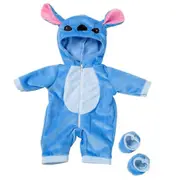 Cute Doll Clothes Stitch Flamingo Unicorn Giraffe Dinosaur Hooded Romper Jumpsuit Outfits Overalls For Newborn Baby Dolls Girls Birthday