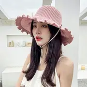 [Ling88] Women Foldable Sun Hat Quick Dry Wavy Top Hat Female Summer Outdoor Sunscreen Sun Hat Travel Beach Sun Hat Roll Big Grass Hat Summer Sun Cap Woman Anti-Uv Sunshade Sunscreen Hats,3