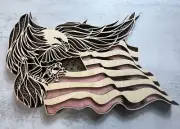 Layered Eagle Wood Home Accent 11" x 7"