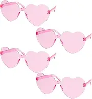 [Dqwtb] 4 Pack Heart Shaped Sunglasses Heart Sunglasses for Women Men Rimless Fun Heart Sunglasses Cute Sun Glasses
