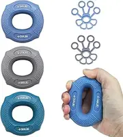 Grip strength trainer Hand grip strengthener, Forearm exerciser, Workout Set for Hand and Wrist Muscle Trainer Stress Relief, Silicone Ring for Muscle Training, Sports, Rock Climbing and Fitness.