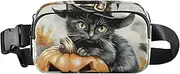 [XYMZR] Cat Witch Hat Pumpkin Fanny Pack Hip Bag Belt Bag for Women Man Fashion Waist Pack Water-repellent Crossbody Bag for Halloween Costumes Running Hiking Jogging Travel Sport, Multi-colored, one