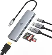USB C Hub, TOTU USB C Adapter MacBook Pro/Air Ipad Pro 6 in 1 with 4K HDMI Output, 100W PD Port, 2 USB 3.0, SD/TF Card Slot, USB C Docking for Dell Laptop and Other Type C Devices