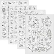 4Pcs Water Soluble Embroidery Stabilizers, Stick and Stitch Embroidery Paper, Water Soluble Embroidery Paper Assorted Patterns for Hand Sewing Lover Bag Tablecloth