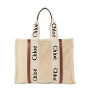 medium Woody shearling tote bag One size Nude