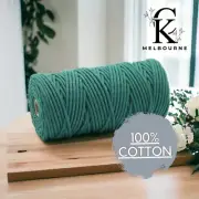 3MM macrame Braided cord, JADE, 100m, 100% Cotton Rope Yarn Craft Supplies Wall