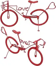 BEBEMOKO Miniature Bike Models 2pcs Metal Crafted Vintage Bike Adornments Home Office Decor Retro Style