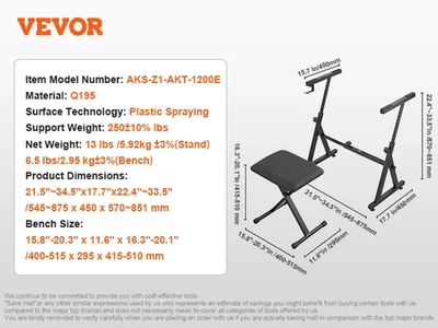 VEVOR Piano Keyboard Stand Z Style with Adjustable Wheels Anti-Slip Pads Headpho