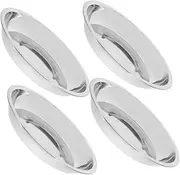 POPETPOP 4pcs Stainless Steel Cat Bowls Whisker Friendly Design for Food Water Non Slip Base Elegant Metal Dishes for Elevated Stands for Cats Dogs