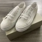NIB Superga White Platform Macrame Rhombus Lace Sneakers Shoes Size 10.5