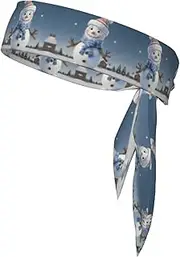 Cute Snowman Sports Strap Double-Sided Headscarf Men's Bow Tie Sports Headscarf Running Yoga Exercise Headband