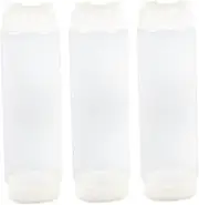 Condiment Squeeze Bottles, 3Pcs Clear Bottles With Self-Closing Valve, Plastic Ketchup Syrup Dispenser for Restaurants Kitchen
