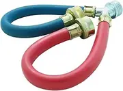 Rubber Washing Machine Y Mixer Hose Connector, Hot and Cold Color Coded, 3/4" Fittings, 1 ft (12") Length